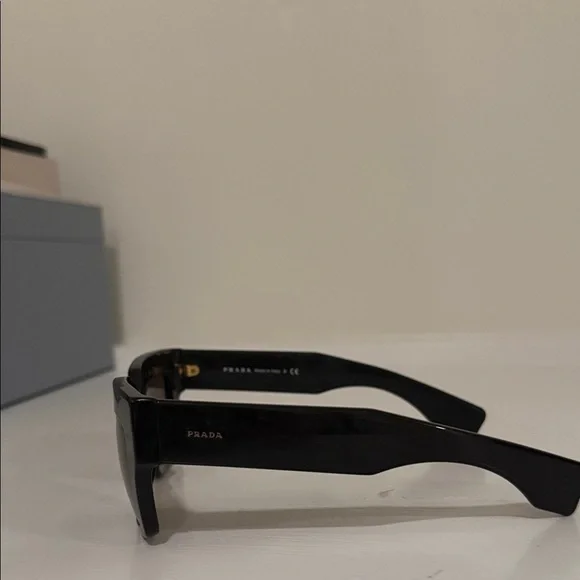 Prada Glossy Black Rectangular Sunglasses - Picture 2 of 2